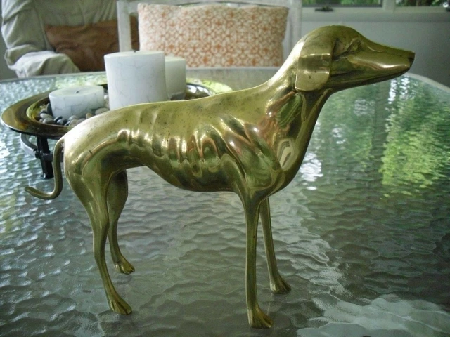 Large Vintage MCM Brass Greyhound Whippet Dog