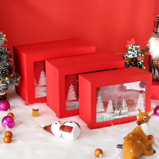 Scatola di carta intagliata 3D Natale scatola di carta telaio cervo confezione coperchio per C