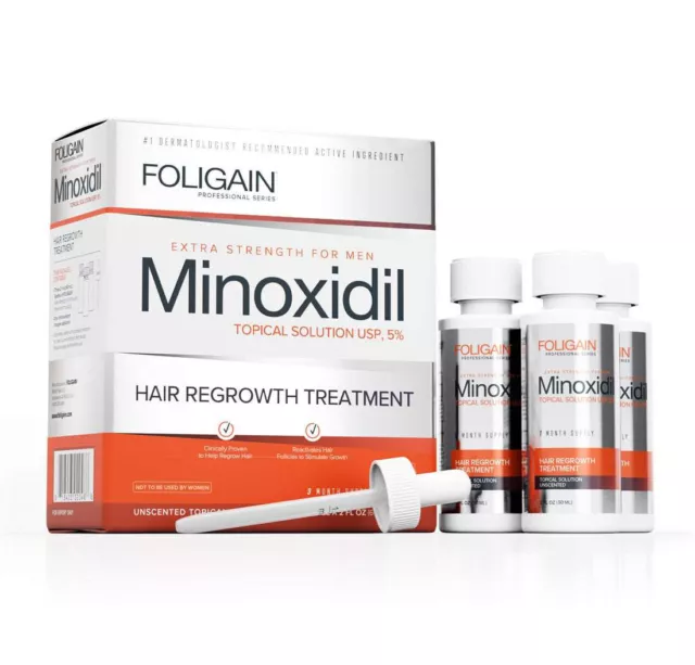 FOLIGAIN MINOXIDIL 5 % HAARWACHSTUM BEHANDLUNG FÜR MÄNNER 3 Monate Versorgung 3x60ml