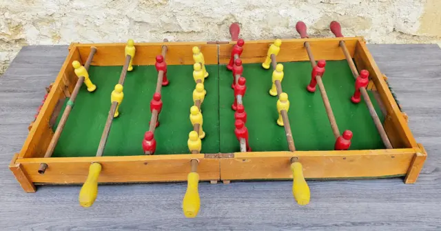 Antik Spiel Baby Foot Tisch- Klappbar Player aus Holz Vintage Jahre 50