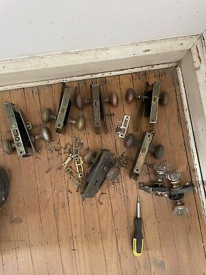 Vintage Antique Locks Brass Door Knobs And Face Plates