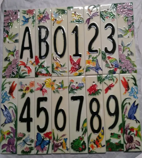 Art on Tile Natural Garden Nature Butterfly House Ceramic Address Number 0-9