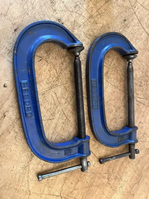 2x Record 6" G Clamps Fine Thread