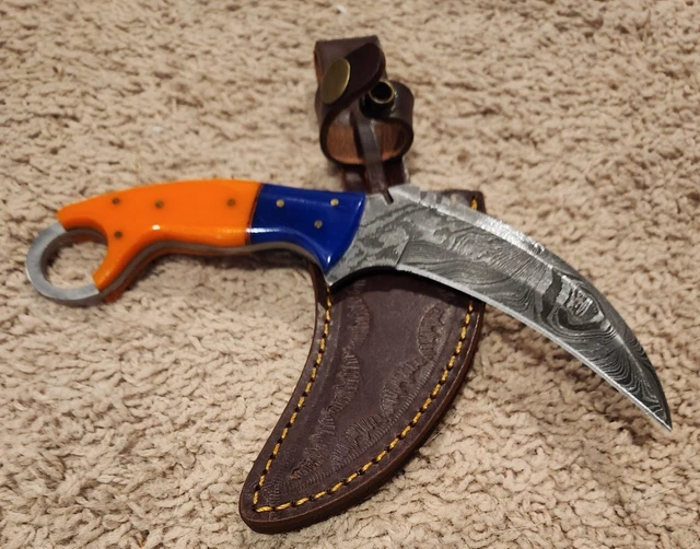 Eh 9" Custom Handmade Damascus Steel Full Tang Karambit Hunting Knife B7-.3868