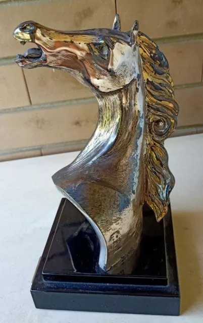 Stilarte testa di cavallo in lamina di argento 925 scultura 2