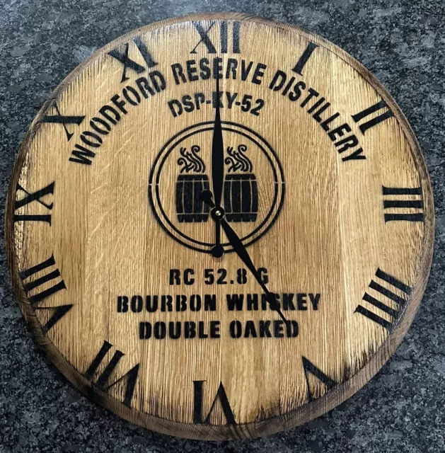 Woodford Reserve 2 X Oak Distillery (Bourbon Barrel Head Clock) Whiskey 21” Dia