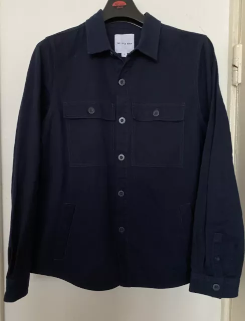 THE IDLE MAN Chore Shirt 1 4 Zip Navy Blue Cotton Twill Small pit to pit 21 24.99 PicClick UK