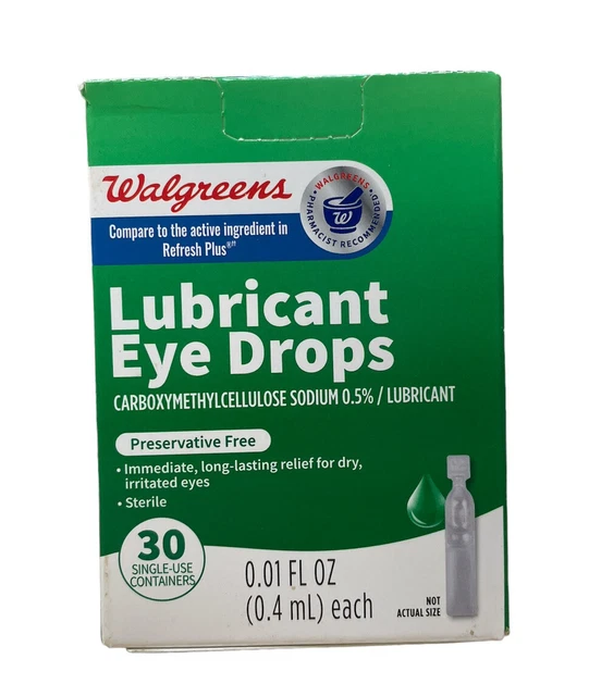 WALGREENS LUBRICANT EYE Drops 30 single use containers Exp 01/2024 15.