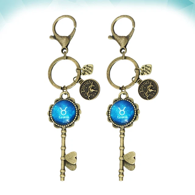 2 Pcs Luminous Key Ring Constellations Keychains Pendants Metal Button 9