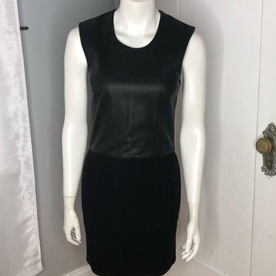 HELMUT LANG Dress Womens Size Medium Lamb Leather Bodice Black Sleeveless