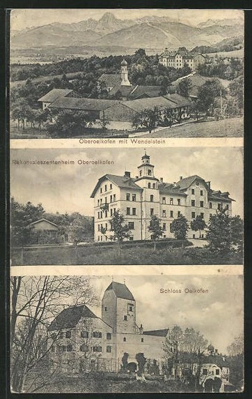AK Oberoelkofen, Teilansicht mit Wendelstein, Rekonvaleszentenheim, Schloss 192