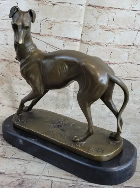 Lévrier Chien Lévrier Bronze Marbre Statue Art Déco Fonte Figurine