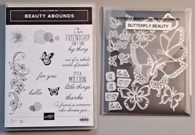 Stampin Up! BEAUTY ABOUNDS & BUTTERFLY BEAUTY stamp & Die Set. Huge Die Set. NEW