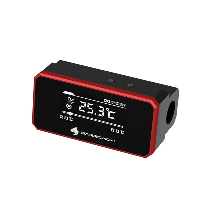 BARROWCH G1/4& TEMPERATURE Intelligent Sensor with OLED Display, Red ...