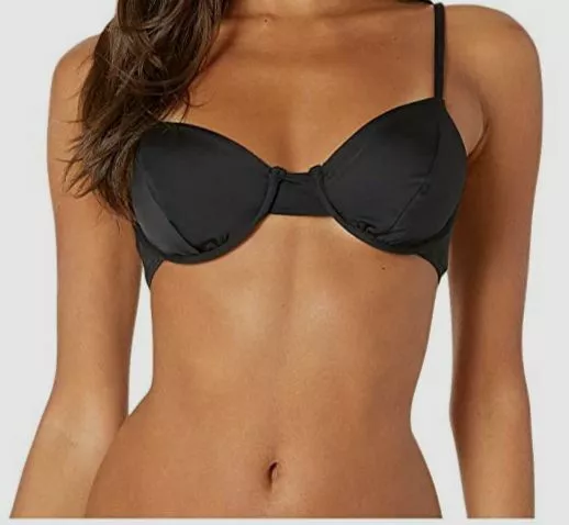 $211 The Bikini Lab Women's Black Solid Underwire Bikini Top Swimwear Size M