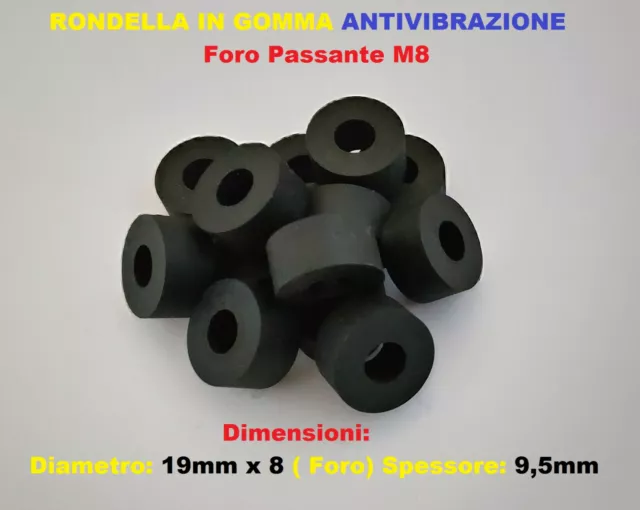 Rondella in Gomma Boccola  Antivibrazione supporto distanziale 19x9,5mm foro M8