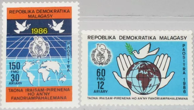 MADAGASCAR MALAGASY 1986 1034-35 769-70 Intl Peace Year Jahr des Friedens MNH