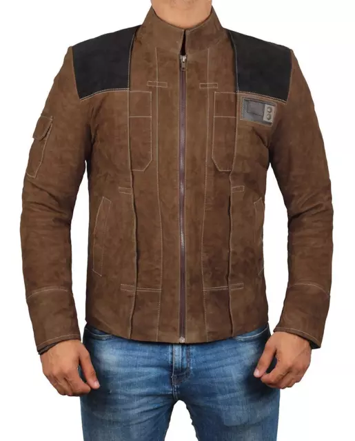 Men's Han Solo A Star Wars Story Jacket Brown Suede Leather Biker Jacket