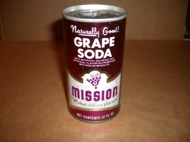 Mission Grape Soda Pull Tab S/S 12 OZ. Can 1970's