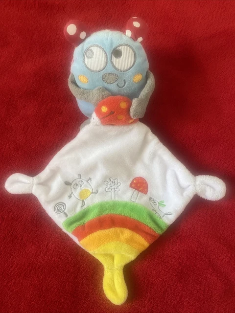 🇫🇷Doudou Coccinelle Pois Rouge Bleu Mouchoir Arc En Ciel Chien Brodé POMMETTE