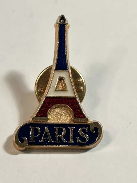Vintage Paris France Flag Eiffel Tower Enamel Pin