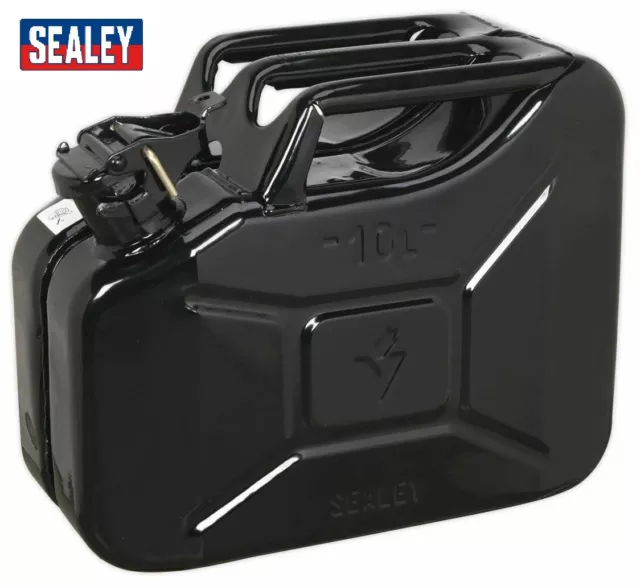 Sealey Jerry Can Fuel Black 10 Litre Metal Petrol Diesel 10L Container Jc10B