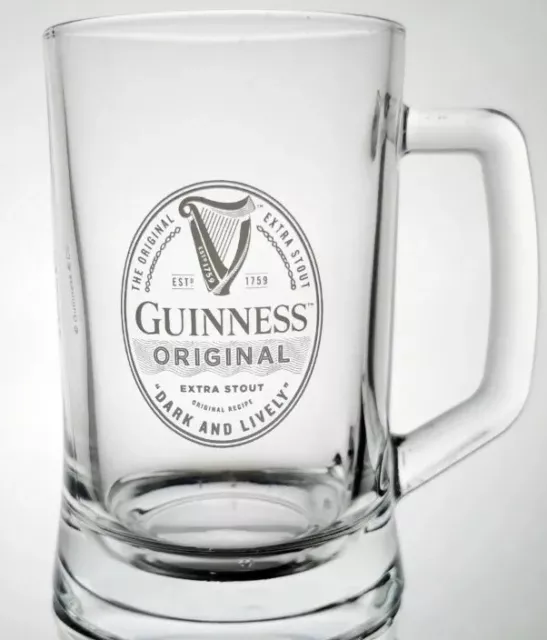 GUINNESS ORIGINAL GLASS TANKARD PINT 20oz EXTRA STOUT BEER GREAT VALENTINES GIFT