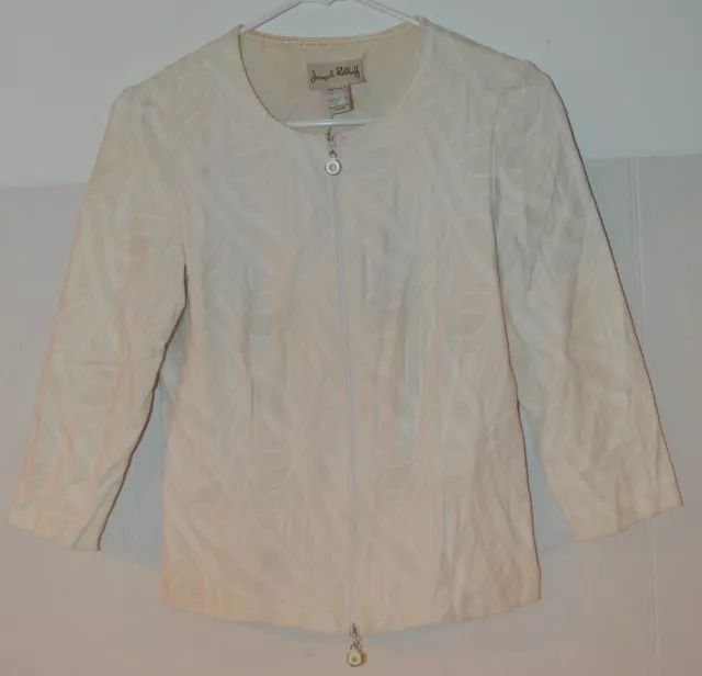 Joseph Ribkoff White Designs Zipper Shirt Size 6