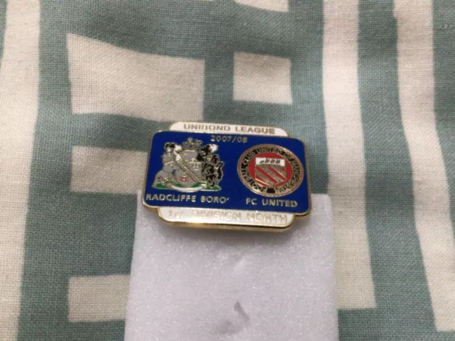 VGC Radcliffe Borough v FC United of Manchester large metal enamel pin badge