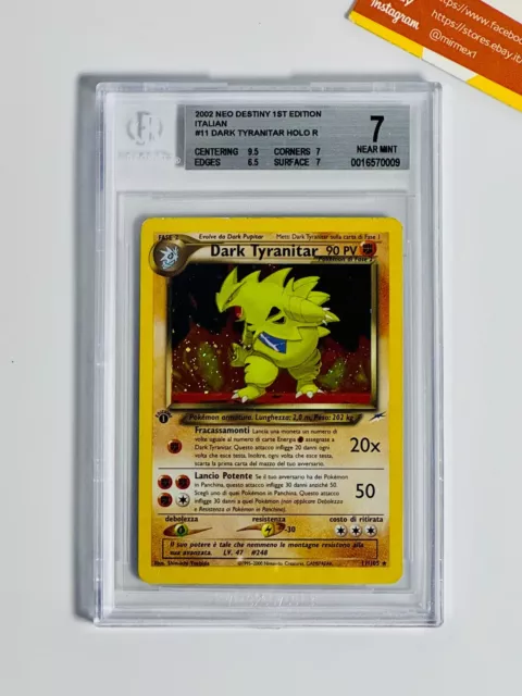 Pokemon BGS 7 Dark Tyranitar #11 Holo 1st Edition Neo Destiny 2002 Italiano