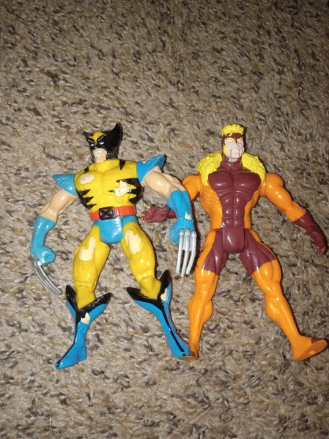 X-Men Lot Of 2 1995 Wolverine And 1994 Sabretooth 90’s Marvel Toy Biz 5" Figure