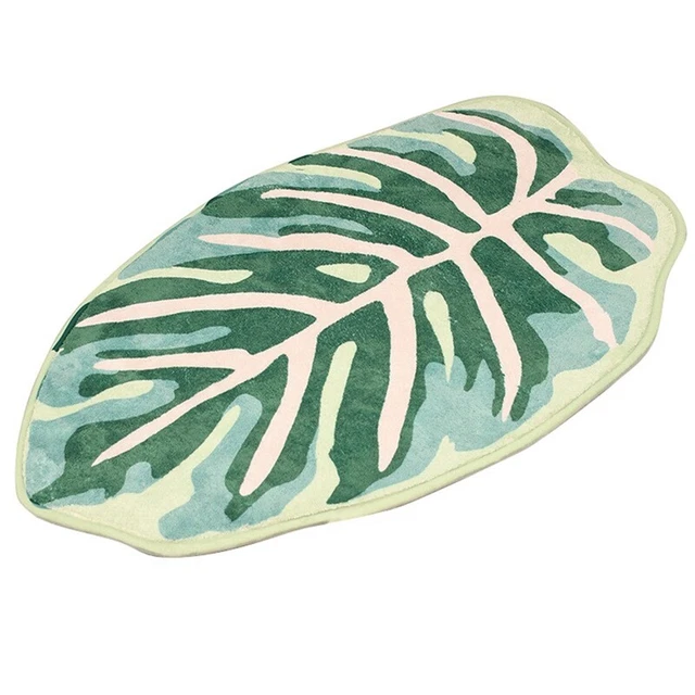 Tappetino bagno moderno modello foglia bagno toilette microfibra tappetino bagno foglia verde tropicale V2W2