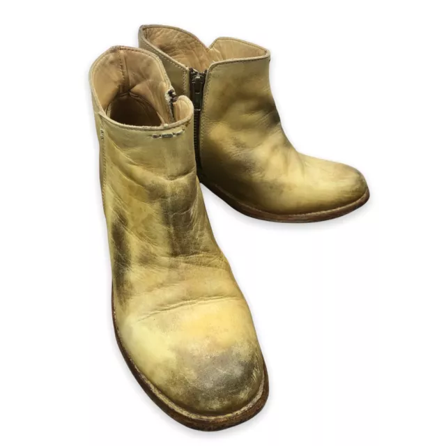 BED STU Rustic Tan Distressed Leather COBBLER SERIES Zip Up Ankle Boots US 8.5