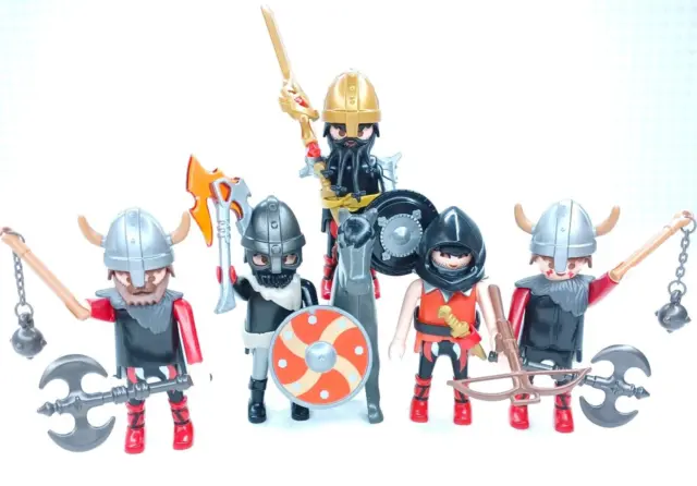 Playmobil Knights Lot Figures Viking Warrior Set King Rare Weapons Horse Axes EU