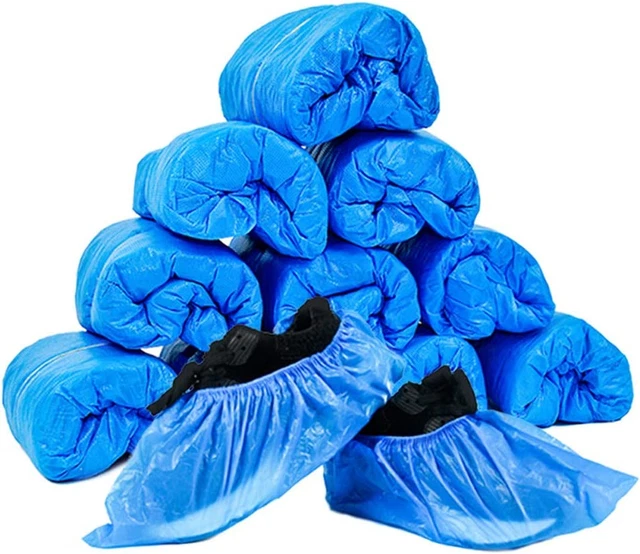 JIAQUAN 100 Pack (50 Pairs) Disposable Plastic Shoe Covers & Boot Covers Waterp