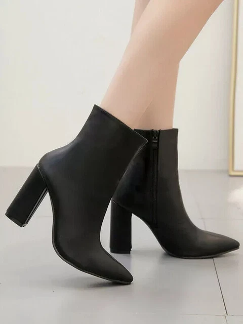 Bottes Cheville Cuir Synthetique Noir Confortable Bottines 11 CM 9132