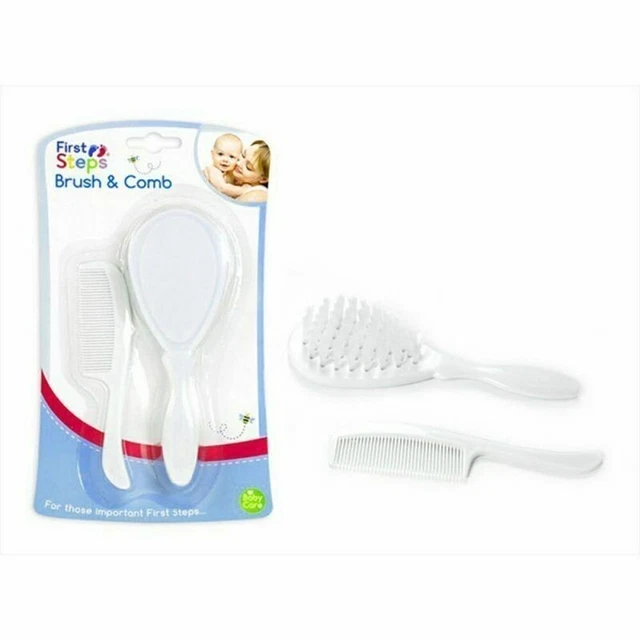 Baby Brush and Comb Grooming Set White Soft & Gentle First Steps