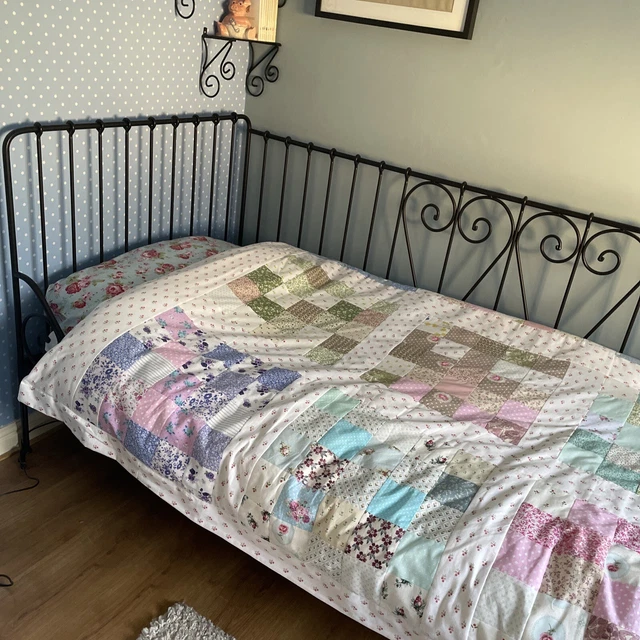 IKEA BLACK METAL Frame Large Single Day Bed With Mattress £70.00