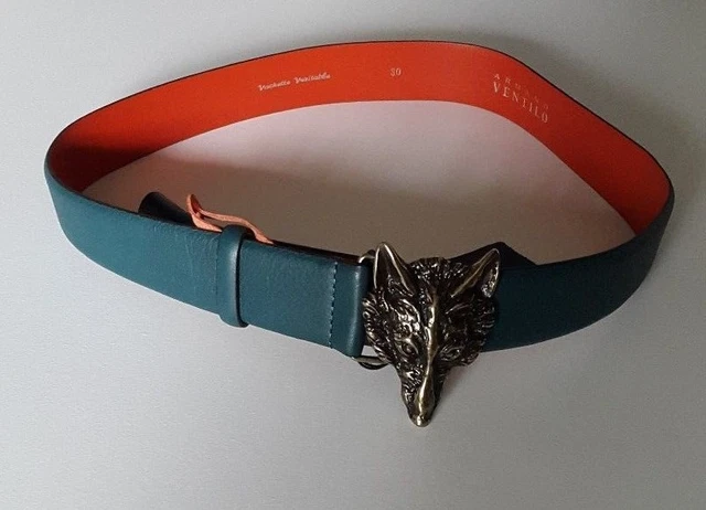 Ceinture cuir, Serpent olive, 35mm bords surpiqués Robert Charles