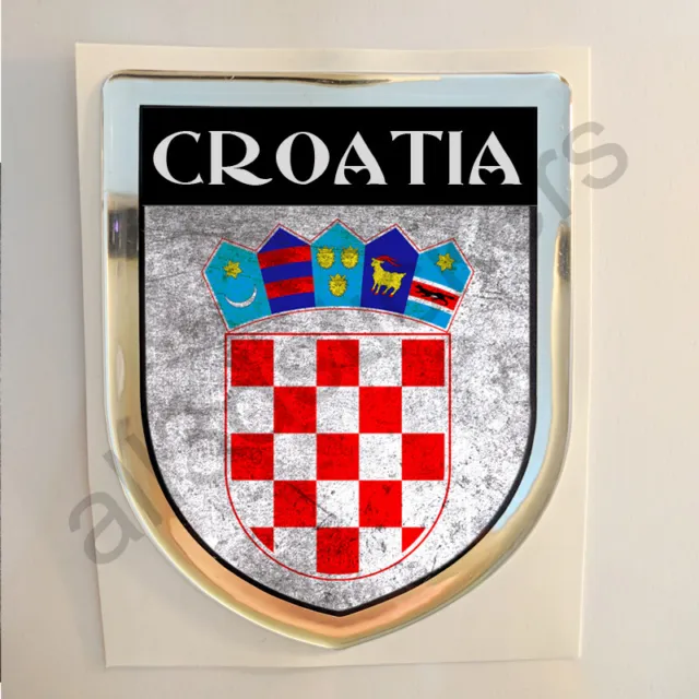Croazia Adesivi Scudetto 3D Emblema Stemma Sporco Resinato Adesivo Resinati