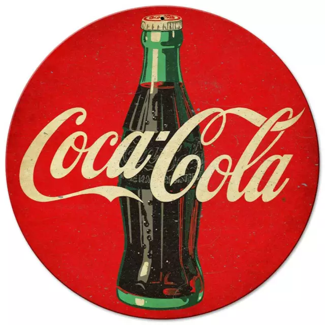 Coca Cola Soda Pop Bottle 14" Round Heavy Duty Usa Made Metal Advertising Sign