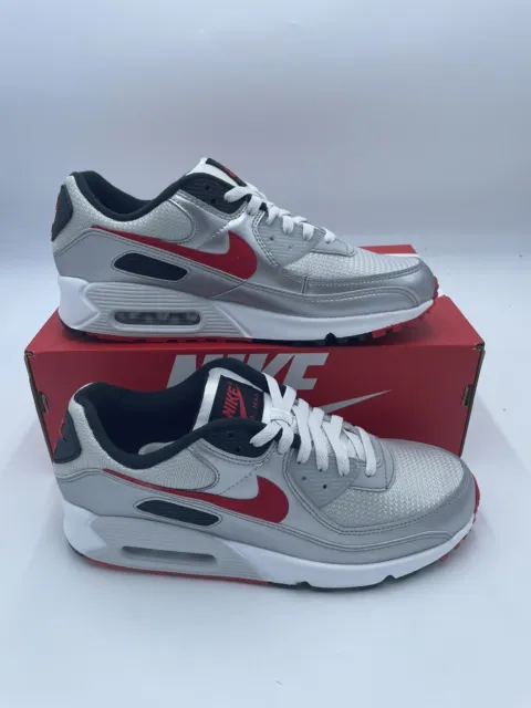 Nike Air Max 90 Shoes "Silver Bullet" University Red DX4233-001 Men's Sizes NEW