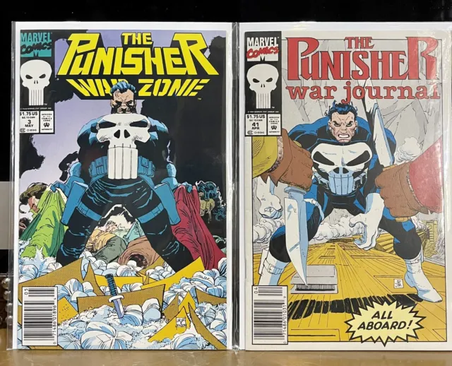 Punisher War Zone #3 & Punisher War Journal #41 Newsstands (Marvel Comics) NM