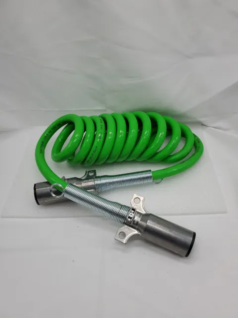 12ft 7 Way ABS Cords Coiled Electrical Power Cord Duty Green Coil Power