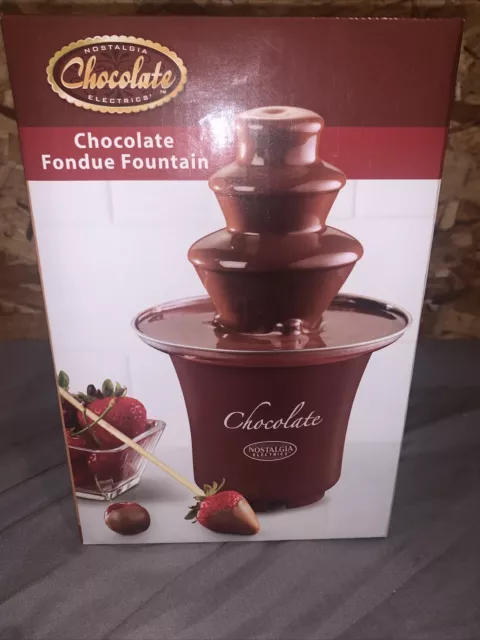 Nostalgia Chocolate Fondue Fountain, 3 Tiers, Brown, 8 oz. Capacity, Brand New!!