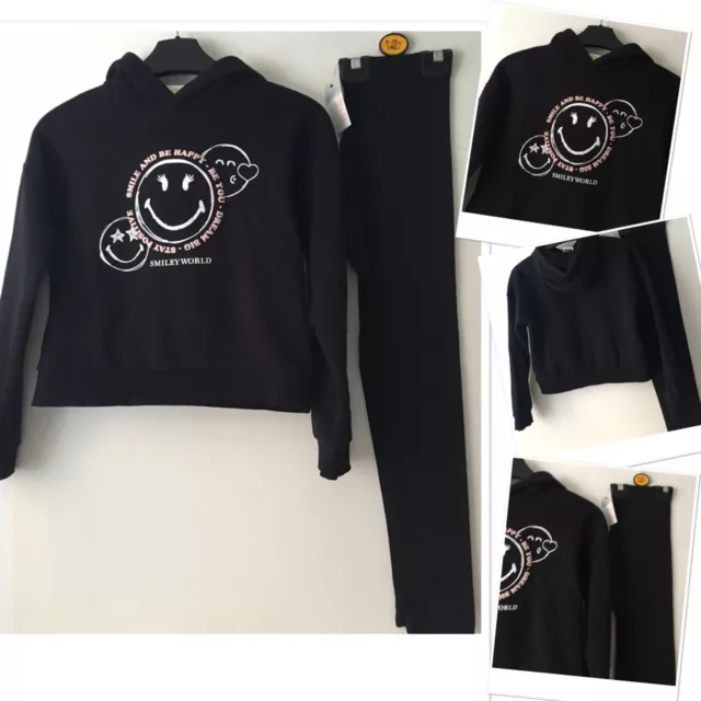 Matalan girls smiley emoji hoody exc u & new tags prk leggings 9-10 years