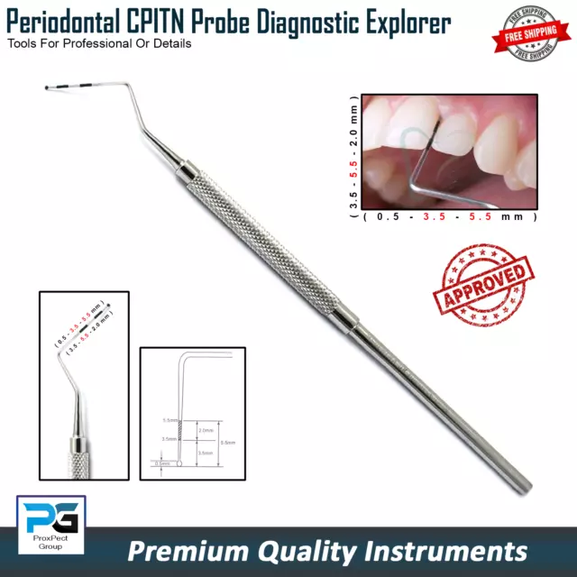 Dental CPITN Probe Sickle Scaler Diagnostic Periodontal Hygienist Colour Coded