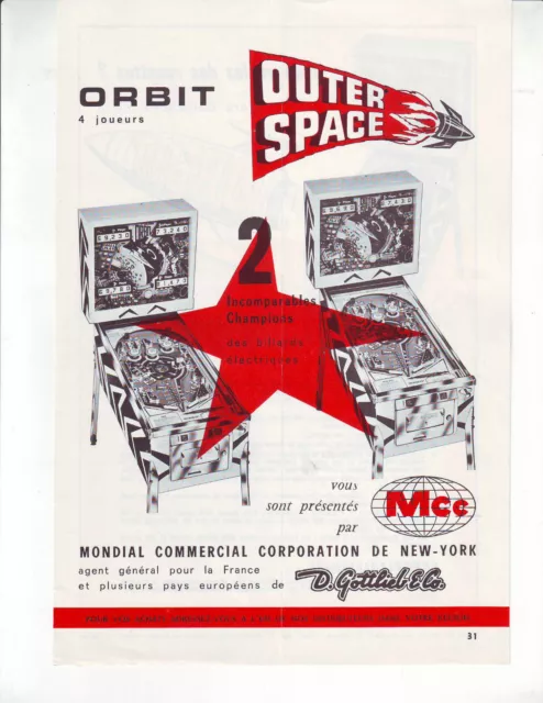 Outer Space Orbit Pinball Machine Ad Promo Artwork Vintage Retro Games