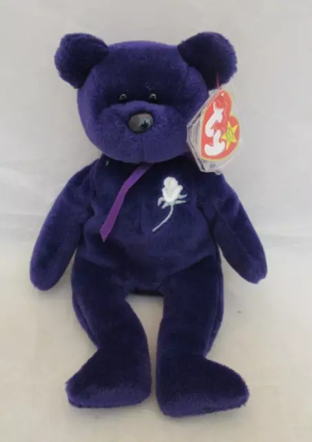 1997 TY Original Beanie Babies PRINCESS Diana Purple Bear (9 inches) w/Tags