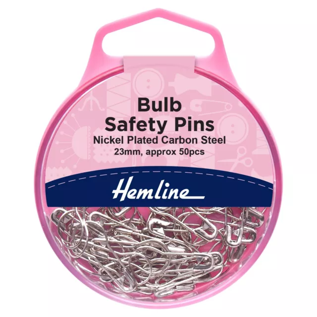 Hemline Button Safety Pins Silver 19mm - 50 pieces - H406.000.NK - FREE POST